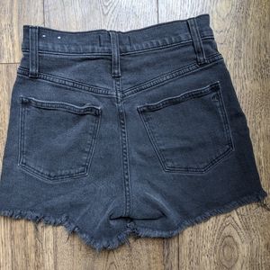 Madewell High Rise Black Denim button down shorts